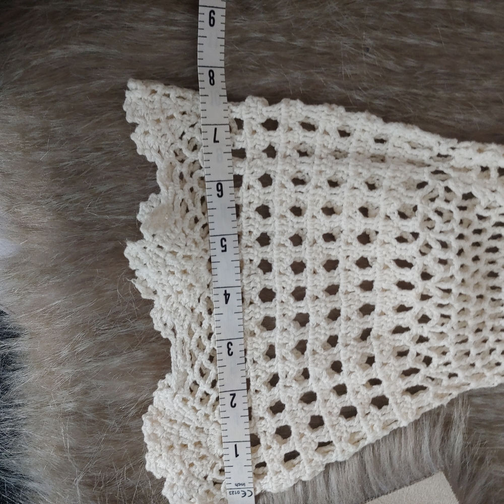 Divided H&M • Boho Cotton Cream Ivory Crop Top Crochet Long Bell Sleeve Medium - Picture 11 of 16